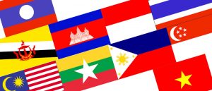 Flags of ten members of ASEAN